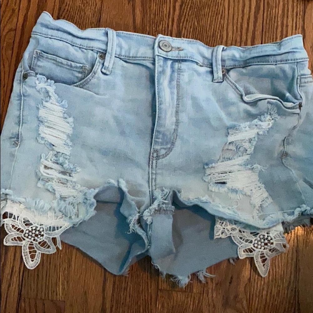 Ripped jean shorts